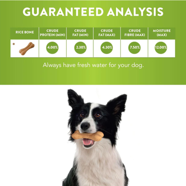 Whimzees Rice Bone Dental Dog Treats analytical constituents