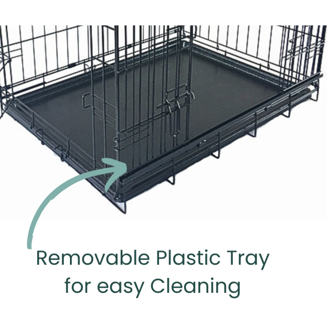 Wire Pet Crate With Sliding Door removable plastic tray