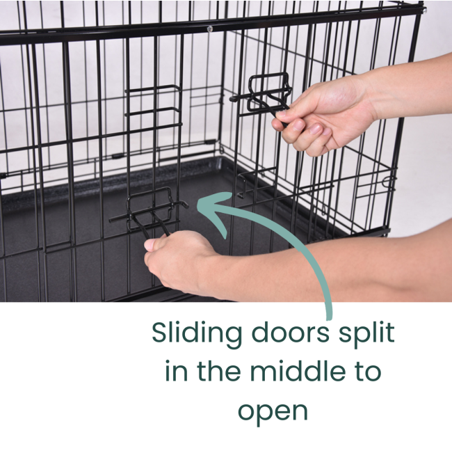 Wire Pet Crate With Sliding Door sliding door middle slpit