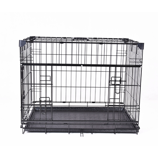 Wire Pet Crate With Sliding Door front view of sliding doors