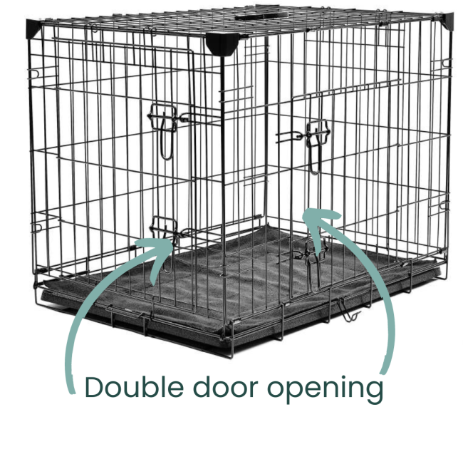 Wire Pet Crate With Bed double door openings