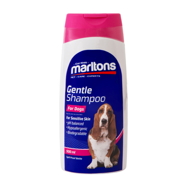 Marltons Gentle Hypoallergenic Shampoo for Dogs 250ml front of bottle label