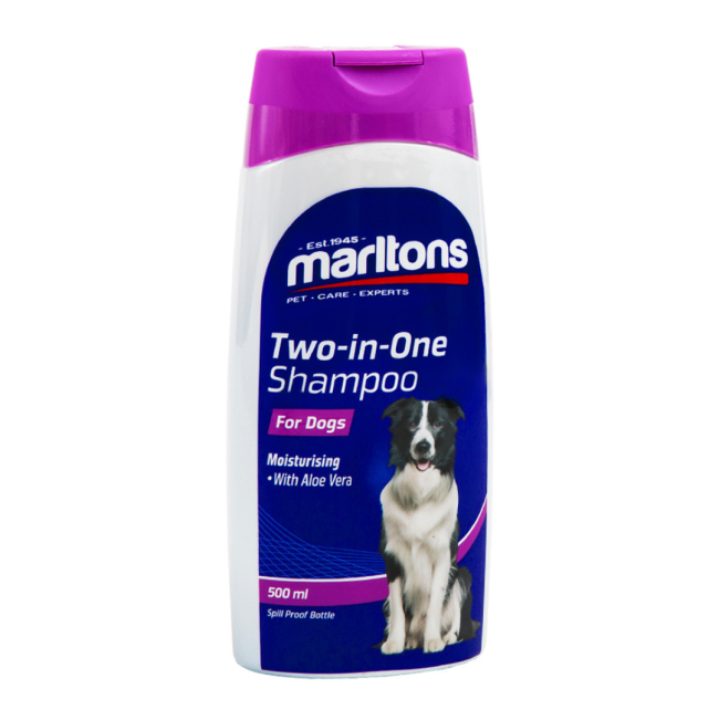 Marltons Two-In-One Moisturising Shampoo for Dogs 250ml front of bottle label