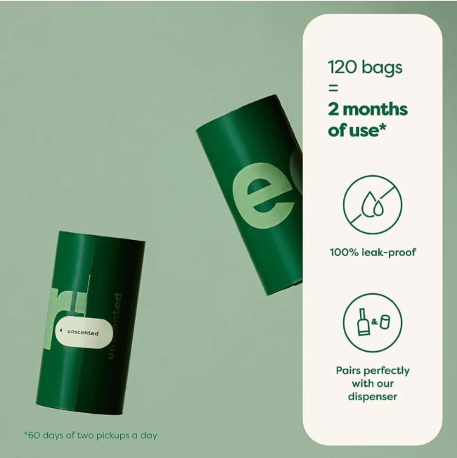 Degradable Refill Poop Bags 120 bags is 2 months worth