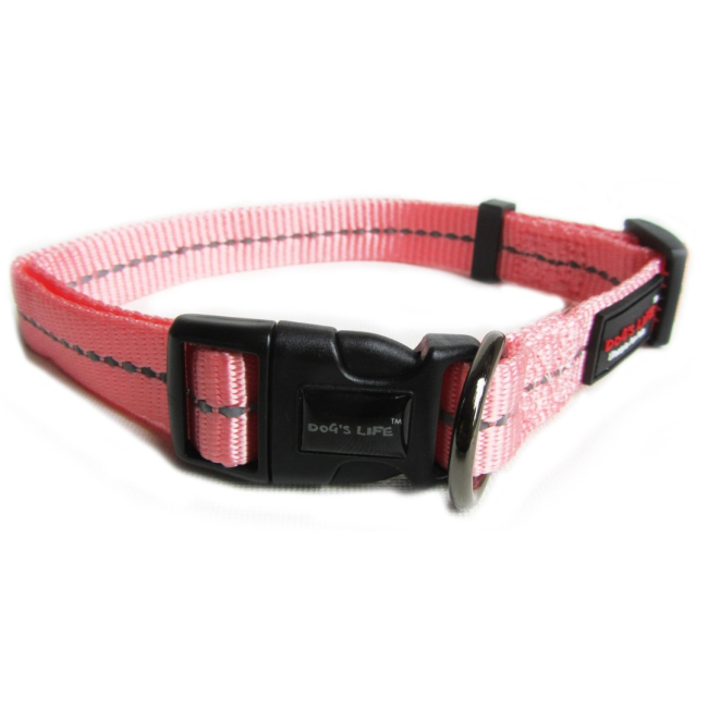Reflective Supersoft Webbing Dog Collar close up with d-ring