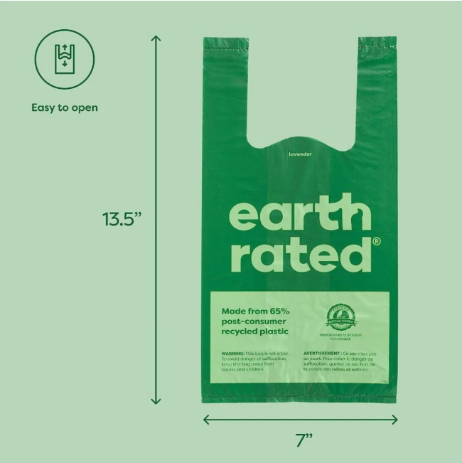 Earth Rated 120 Easy-Tie Degradable Bags size of plastic bag