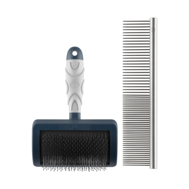 Mikki Doodles Grooming Kit coms with a slicker brush and a comb