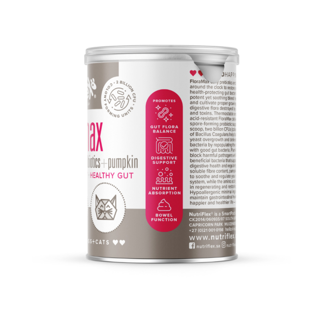 NutriFlex® FloraMax Natural Prebiotic & Probiotic for Dogs and Cats side one