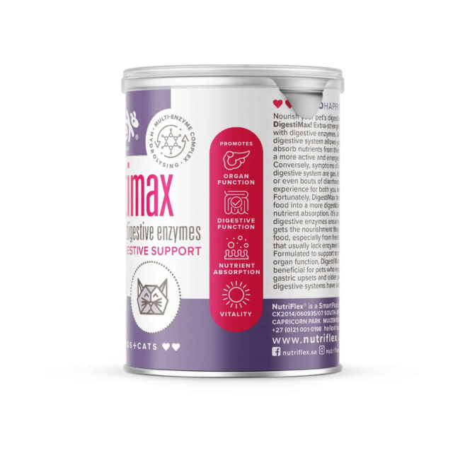 NutriFlex® DigestiMax Probiotic With Digestive Enzymes For Dogs and Cats side one