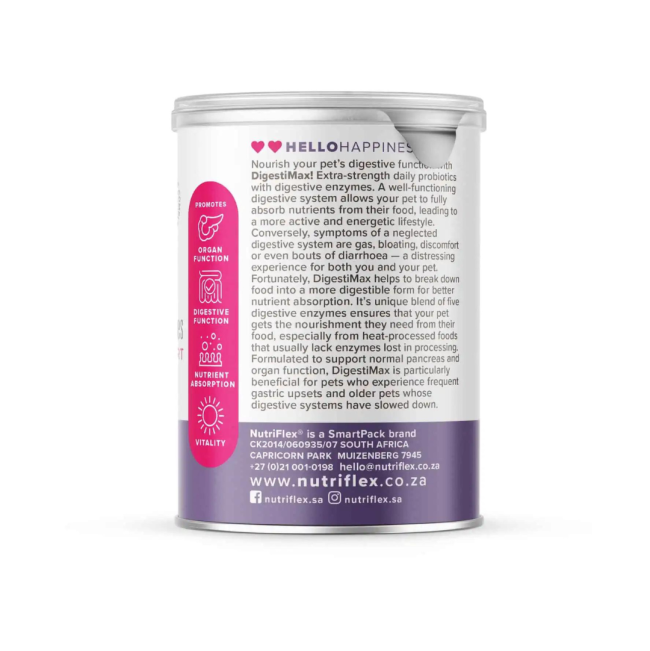 NutriFlex® DigestiMax Probiotic With Digestive Enzymes For Dogs and Cats side two