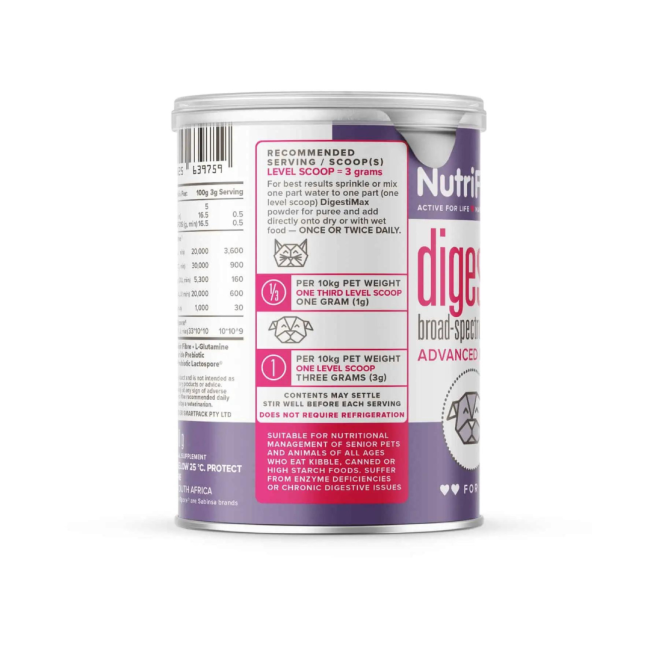 NutriFlex® DigestiMax Probiotic With Digestive Enzymes For Dogs and Cats side three