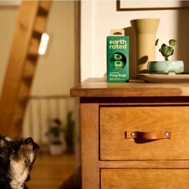 Degradable Refill Poop Bags - Unscented lifestyle image with doggy nose