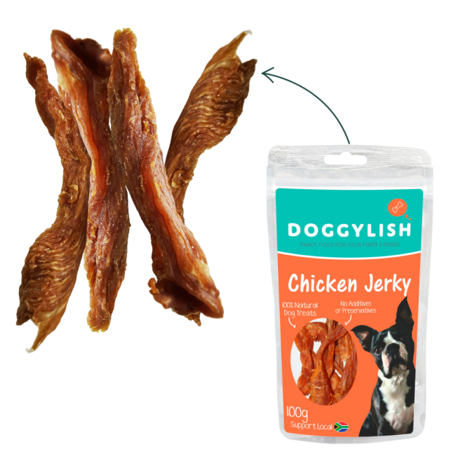 Doggylish Chicken Jerky Dog Treats actual jerky like treat