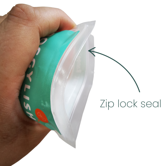 Doggylish Chicken Carrot Wheels Dog Treats zip lock seal
