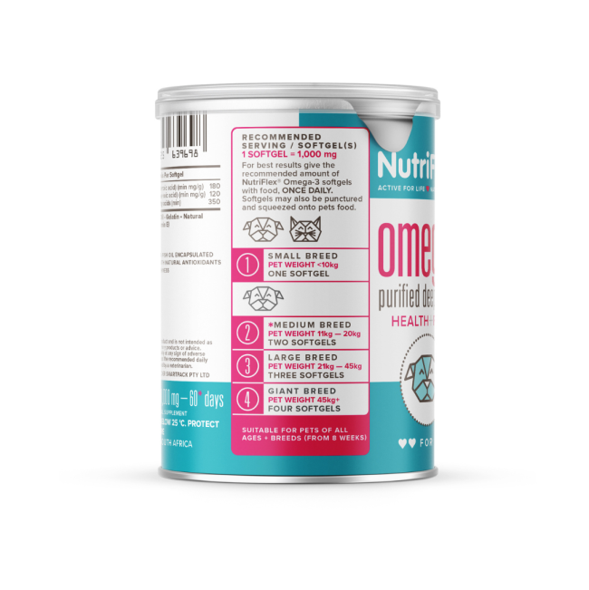 NutriFlex OmegaMax Fish Oil for Dogs and Cats side one