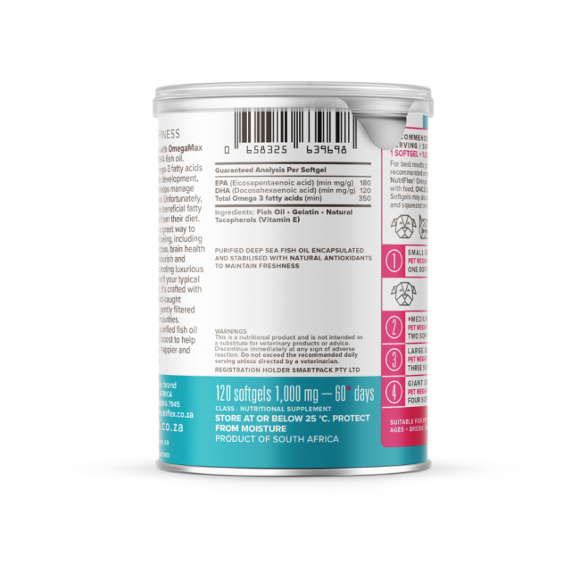 NutriFlex OmegaMax Fish Oil for Dogs and Cats side two