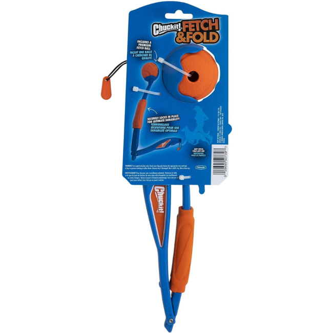 Chuckit! Fetch & Fold Ball Launcher back side of the packaging