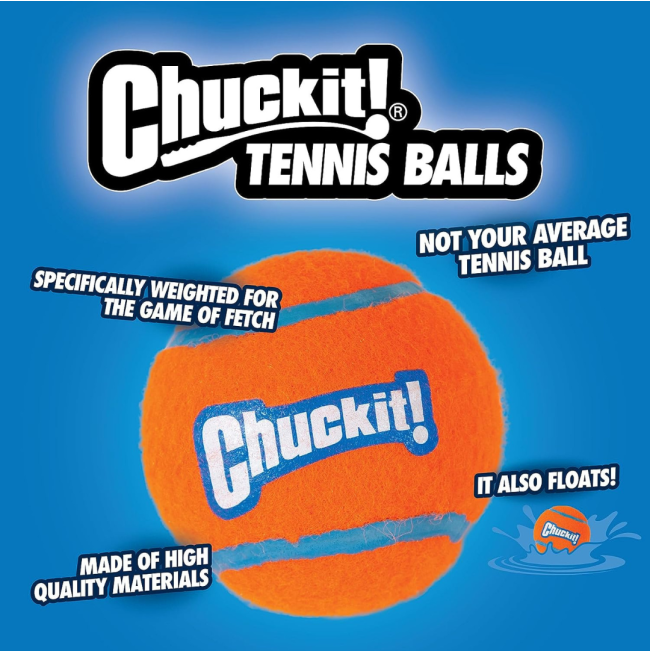 Chuckit! Tennis Ball - Small to Large Balls it floats, high quality materials
