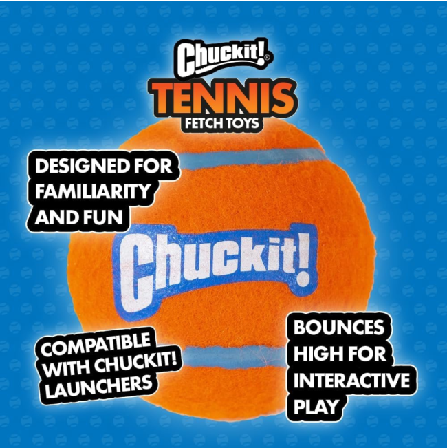 Chuckit! Tennis Ball - Small to Large Balls high bounce, compatible with launchers