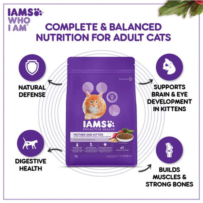 Iams Mother and Kitten Dry Cat Food complete and balanced