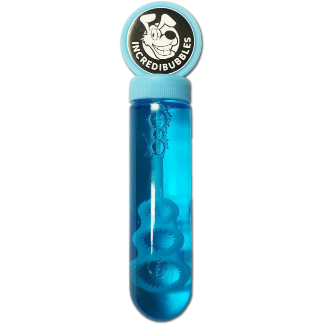 Pet Qwerks Doggy Peanut Butter IncrediBubbles blue bottle with bubble liquid