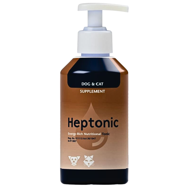 Heptonic in brown bottle with brown and gold label