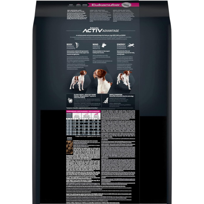 Eukanuba Adult Medium Breed Dog Food back of packaging