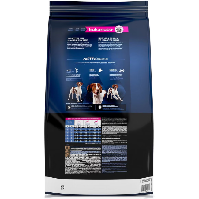 Eukanuba Senior Medium Breed Dog Food back of packaging
