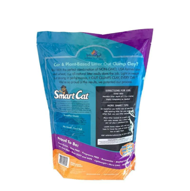SmartCat Corn and Wheat Clumping Litter back of packaging
