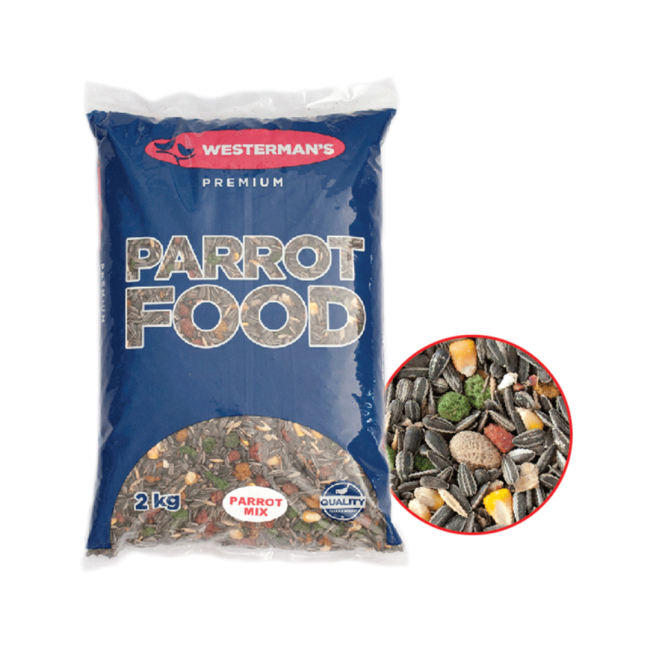 Westermans Bird Parrot Mix with sample of food in bubble