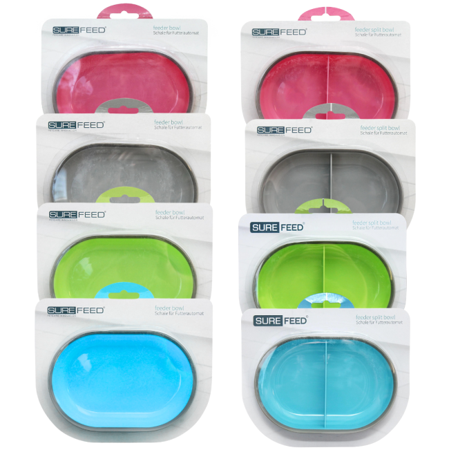 Surefeed Microchip Feeder Bowl single and split in all colors