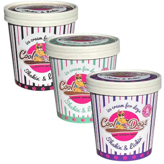 3 tubs of cools dogs ice cream for dogs