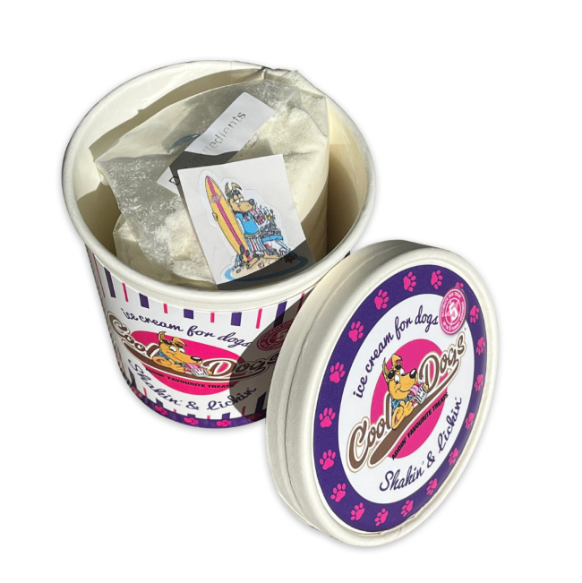 Cool Dogs Ice-Cream for Dogs addin' Favourites Tub with contents