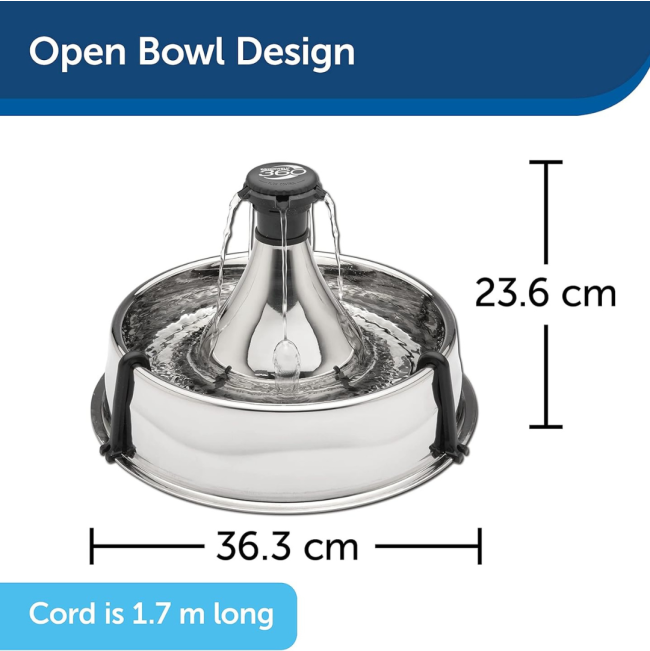 Drinkwell 360° Stainless Steel Pet Fountain – 3.8L size of fountain