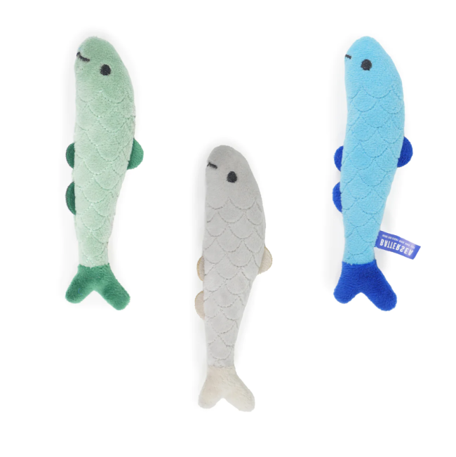Battersea Catnip Toys For Cats green, grey and blue fish design