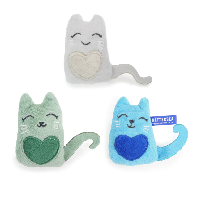 Battersea Catnip Toys For Cats green, grey and blue design