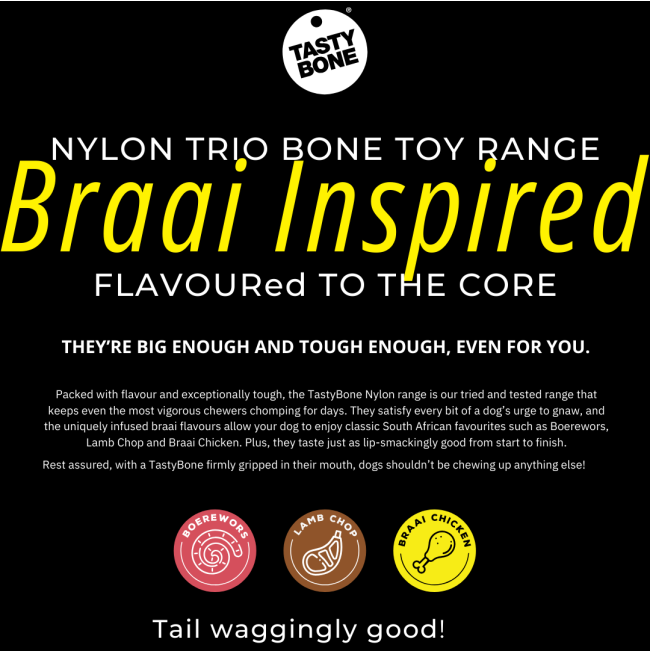 Tasty Bone Chew Toy braai inspired flavors