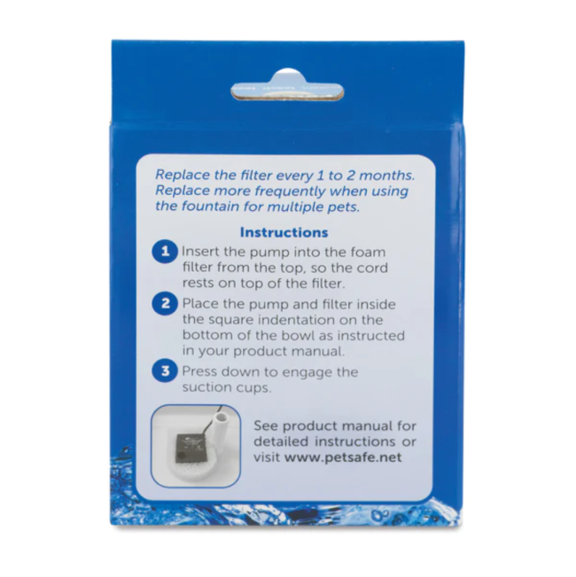 Replacement Foam Filter For 360 Fountains back of packaging