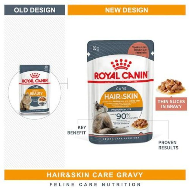 Royal Canin Hair & Skin Adult Wet Cat Food Pouch new
