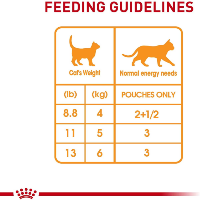 Royal Canin Hair & Skin Adult Wet Cat Food Pouch feeding guide