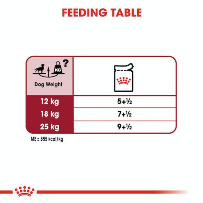 Royal Canin Medium Adult Wet Dog Food feeding guide