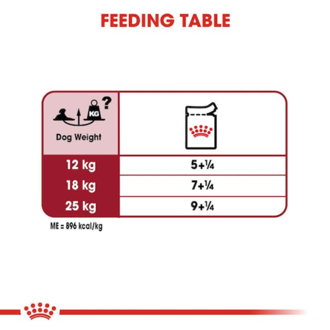 Royal Canin Medium Ageing Wet Dog Food feeding guide