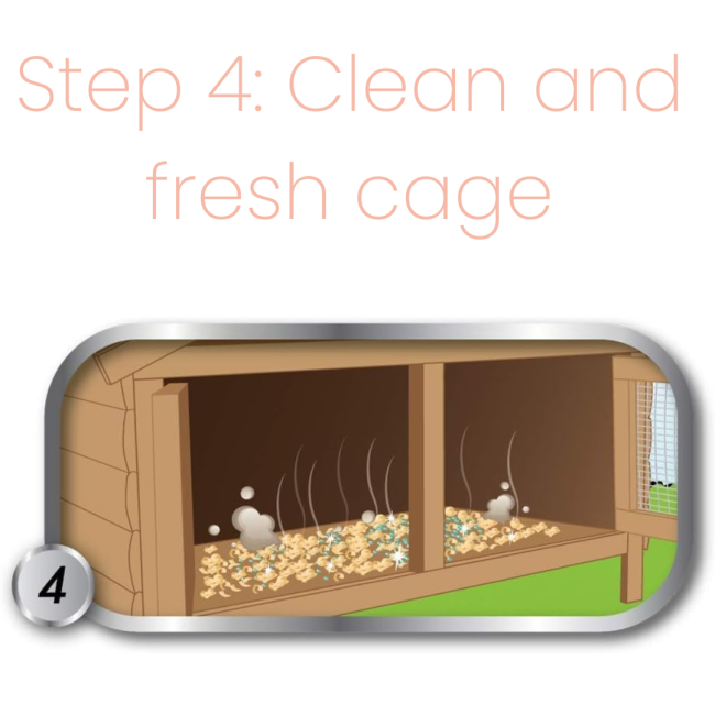 Simple Solution Cage & Hutch Freshener step four clean and fresh cage