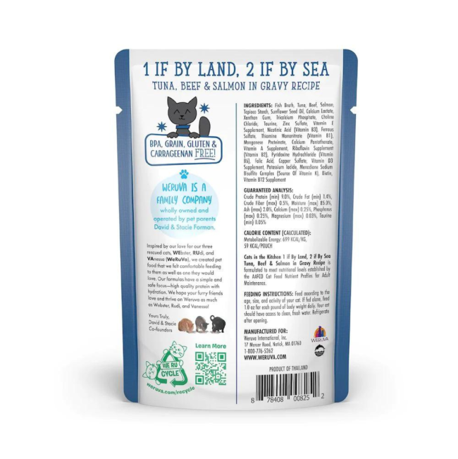 Weruva 1 If By Land 2 If By Sea Wet Cat Food back of packaging