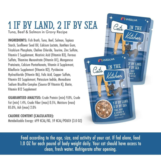 Weruva 1 If By Land 2 If By Sea Wet Cat Food analytical constituents