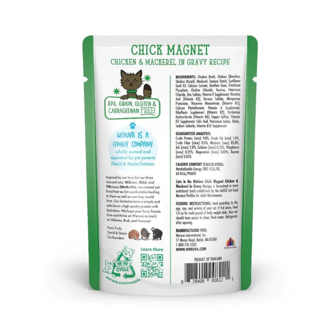 Weruva Chick Magnet Wet Cat Food back of packaging