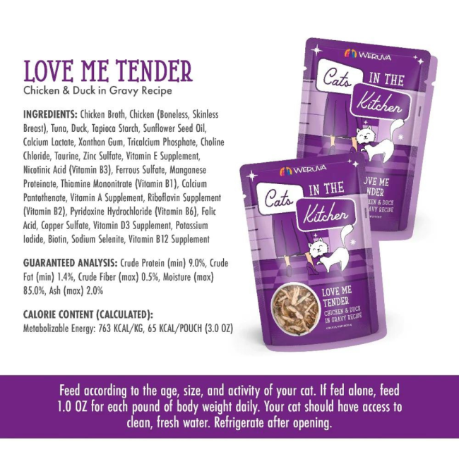 Weruva Love Me Tender Wet Cat Food analytical constituents