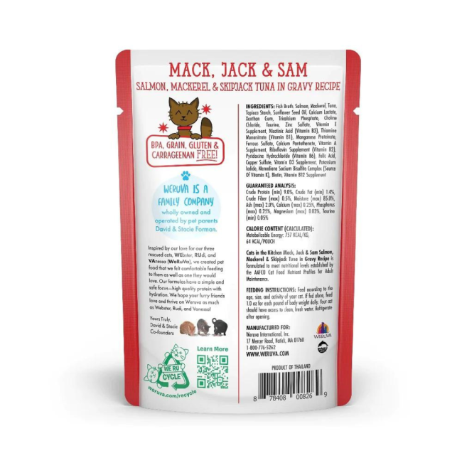 Weruva Mack, Jack & Sam Wet Cat Food back of packaging