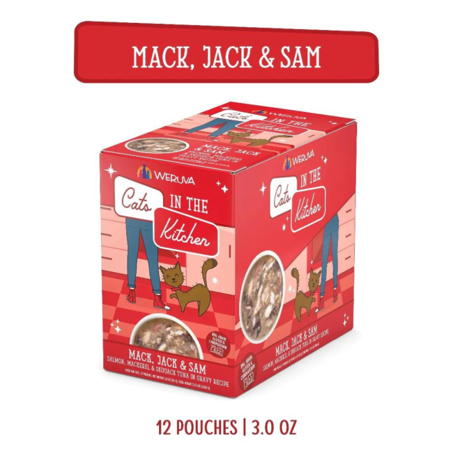 Weruva Mack, Jack & Sam Wet Cat Food box packaging
