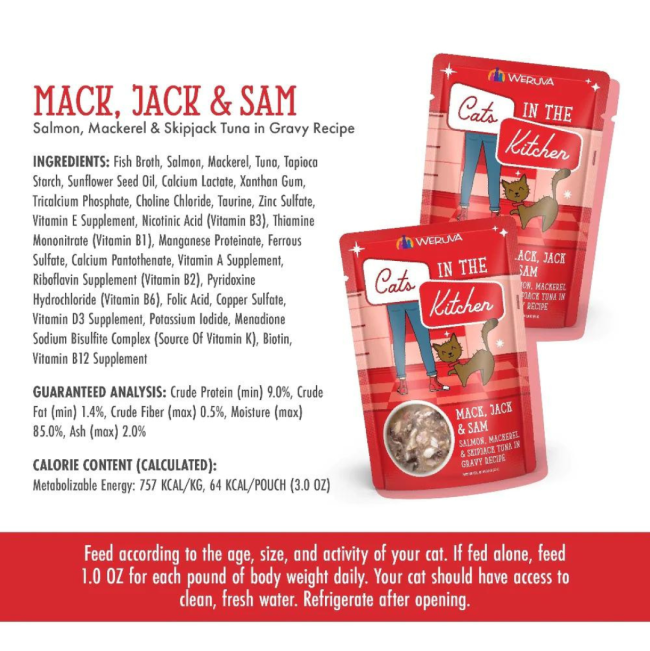 Weruva Mack, Jack & Sam Wet Cat Food analytical constituents